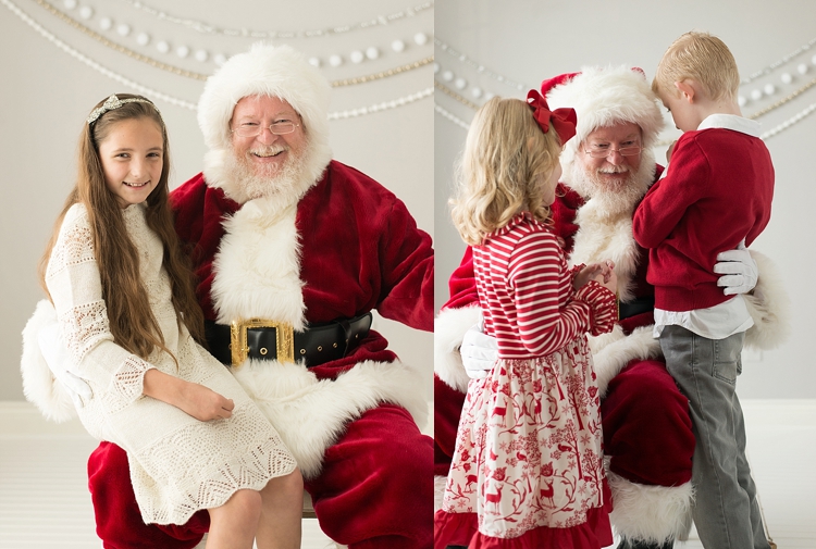 Santa portraits with children in Montgomery, Texas photo studio