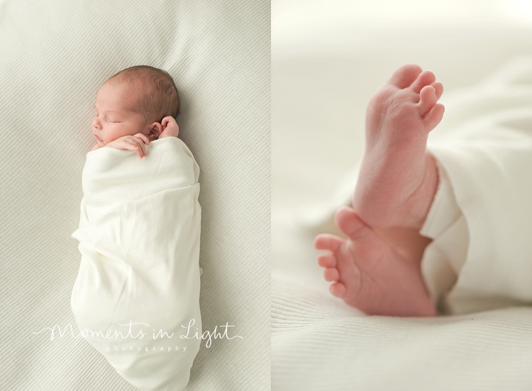 Swaddled sleeping baby by a newborn photographer in Montgomery, Texas