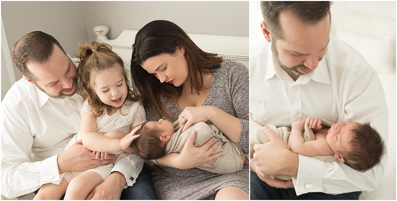 A family adores their baby during their Newborn Lifestyle Photography session with Moments In Light Photography. 