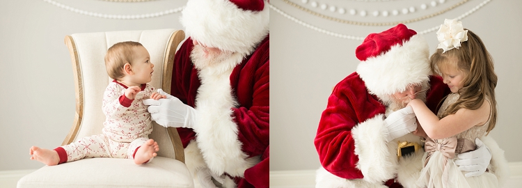 photos of children interacting with Santa in Houston photo studio