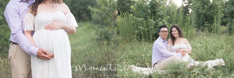 maternity photo of couple in outdoor field in Houston, Texas