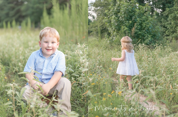 young boy smiling in a field of grass in Montgomery, Texas