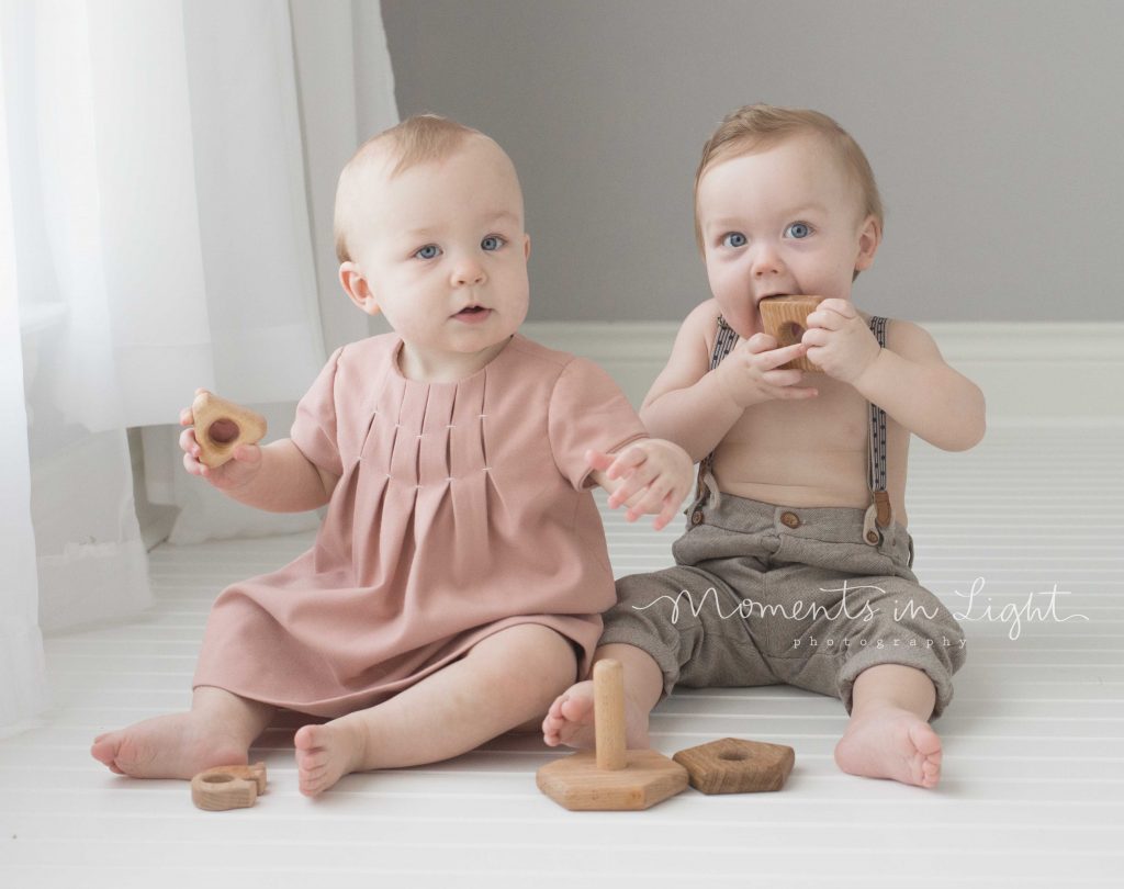 boy and girl twins in a Houston, TX photography studio