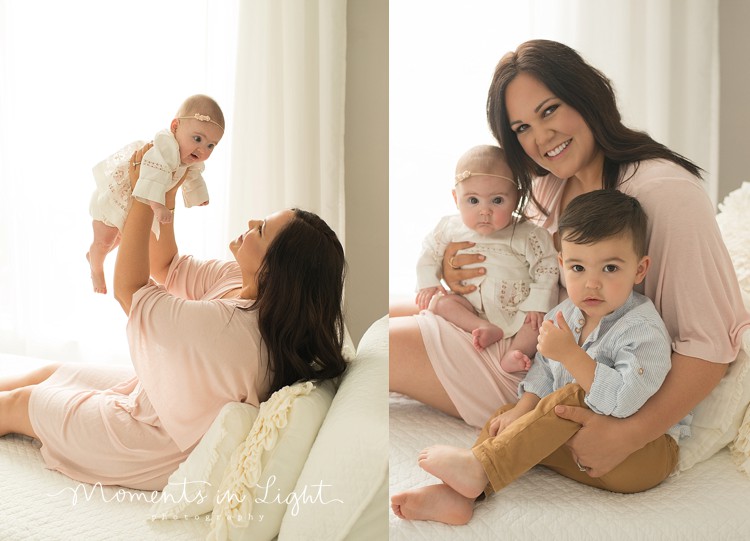 Mom with baby girl and boy by Houston baby photographer 